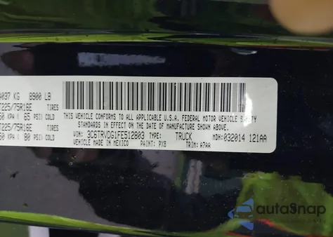 2015 Ram Promaster 2500 High Roof z USA, uszkodzony, nr VIN 3C6TRVDG1FE512803